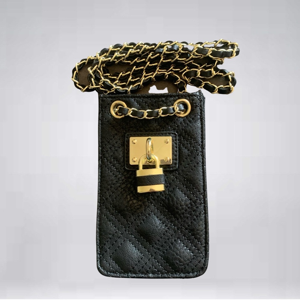 Black and Gold Lock Shoulder Purse